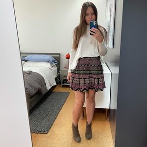 Size M Multi Colored Pleated Skirt w/exposed Gold Zipper